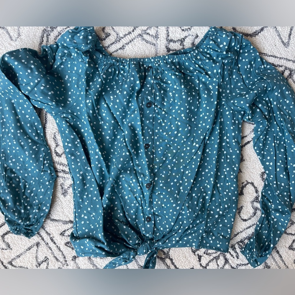 Abercrombie kids girls 13/14 green floral blouse